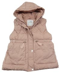 Světlerůžová šusťáková zateplená vesta s kapucí Nutmeg
