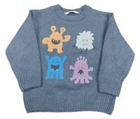 Modrý svetr s příšerkami H&M