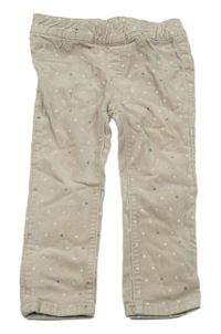 Světlebéžové vzorované elastické manšestráky H&M