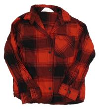 Červeno-černá kostkovaná flanelová košile H&M