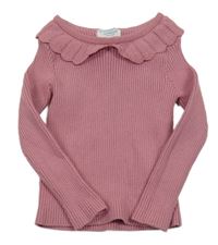 Růžový žebrovaný svetr s límečkem Primark