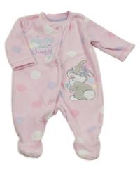 Světlerůžový puntíkatý fleecový overal s králíkem Disney