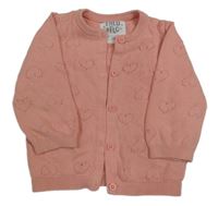 Růžový propínací svetr se srdíčky F&F