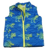 Modrá šusťáková zateplená vesta s dinosaury Anko
