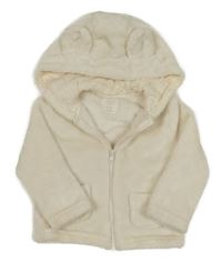 Světlebéžová sametová zateplená propínací mikina s kapucí George