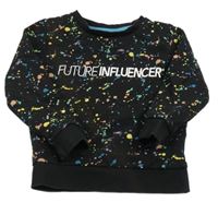 Černá mikina s nápisem a barevnými flíčky Next