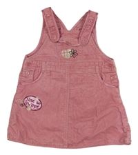 Růžové manšestové šaty s nášivkami George