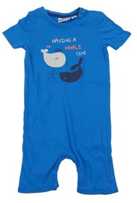 Modrý kraťasový overal s velrybami Impidimpi