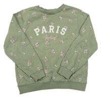 Khaki mikina s květinami H&M