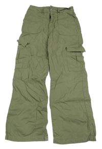 Khaki plátěné široké cargo kalhoty Primark