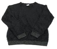 Černý chlupatý svetr Pocopiano