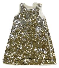 Krémové šaty se zlatými flitry H&M