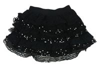 Černá vrstvená krajkovo/flitrová sukně 