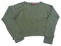 Khaki crop triko s cvočky S. Oliver