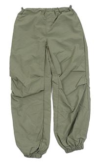 Khaki šusťákové cuff kalhoty Primark