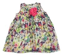 Bílé květované šifonové plisované šaty s kytičkami H&M