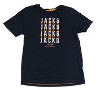 Tmavomodré tričko s logem Jack & Jones