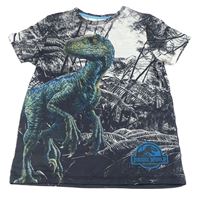 Černo-bílé tričko s dinosaurem - Jurský svět 