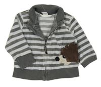 Šedá pruhovaná sametová propínací mikina s ježkem H&M