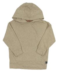 Béžový melírovaný svetr s klokankou a kapucí George 