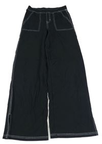Černé široké kalhoty H&M