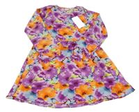 Nové - Fialovo-oranžové květované šaty Name it