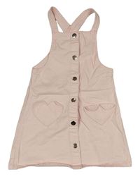 Světlerůžové riflové propínací šaty se srdíčkovými kapsami Nutmeg