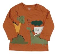 Nové - Cihlové triko s dinosaury F&F