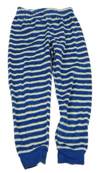 Modro-bílo-zelené pruhované sametové pyžamové kalhoty Impidimpi