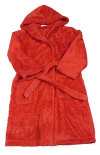 Červený chlupatý župan s kapucí Next
