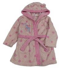 Světlerůžový chlupatý puntíkatý župan s Pepinou a kapucí George