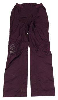 Vínové šusťákové nepromokavé funkční kalhoty Quechua
