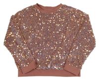 Růžová sametovo/flitrová mikina John Lewis