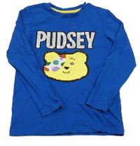 Modré triko s překlápěcími flitry - Pudsey George