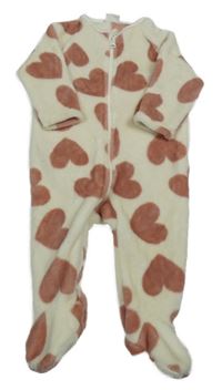 Smetanový chlupatý overal se srdíčky Next