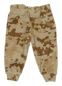 Hnědo-béžové army plyšové tepláky 