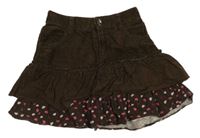 Hnědá manšestrová sukně se srdíčky H&M