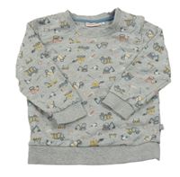 Šedá melírovaná mikina se stavebními stroji Liegelind