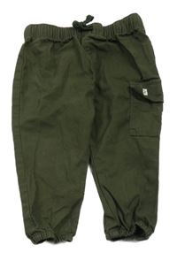 Khaki plátěné cuff kalhoty s kapsou F&F