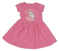 Růžové bavlněné šaty s jednorožcem Dopodopo