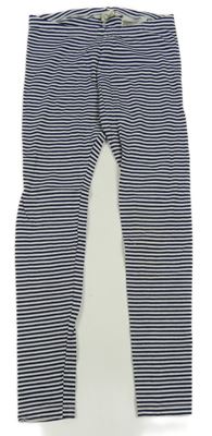 Tmavomodro-bílé pruhované legíny H&M