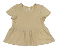 Béžová vzorovaná úpletová peplum halenka Shein 
