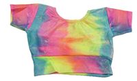Barevné vzorované sportovní crop tričko 