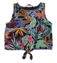 Tmavomodrý crop top s listy zn. George