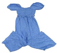 Světlemodrý kytičkovaný letní žabičkový culottes overal Next 