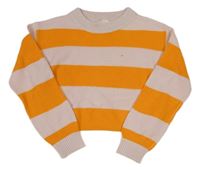 Světlerůžovo-oranžový pruhovaný crop svetr H&M