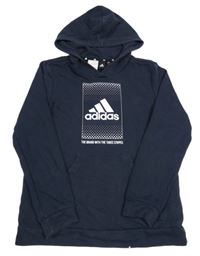 Tmavomodrá mikina s logem a kapucí Adidas