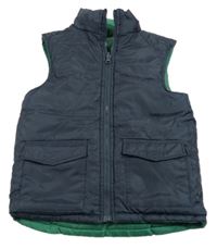 Tmavomodrá/zelená šusťáková zateplená oboustranná vesta TCM 