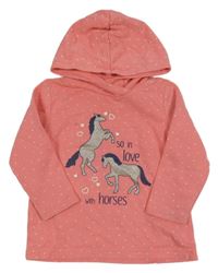 Lososová mikina s koníky a kapucí Topolino