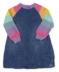 Tmavomodro-pruhované riflovo/teplákové šaty Next